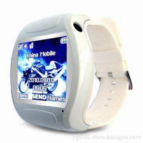 White Fashionable Wristwatch Phone with 850/900/1,800/1,900MHz Quad Band and 1.3-megapixel Camera